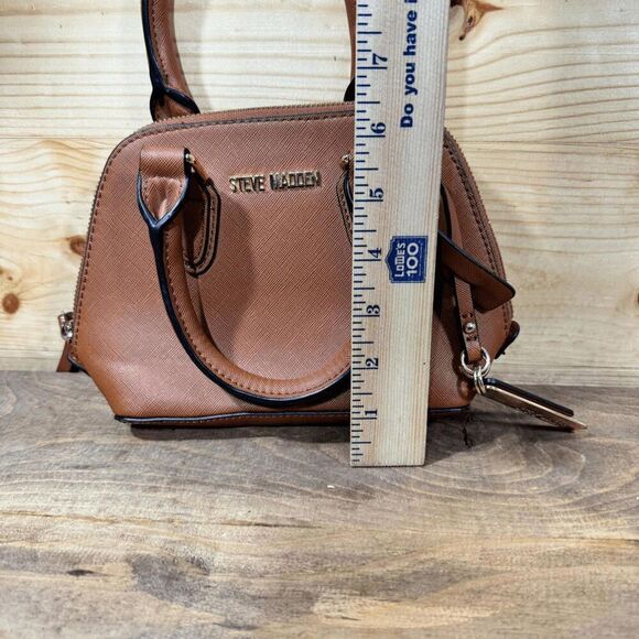 Steve Madden Cognac Faith Saffiano Small Satchel Brown Mini - Picture 13 of 14